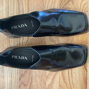 Prada Men's Patent Leather Black Slip-On Loafers